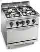 Cucina a gas 4 fuochi MEDIA POTENZA con forno a gas GN 2/1 - cm 80x71,4x85/90h