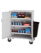 Carrello per rifornimento minibar frigobar in lamiera di acciaio - chiusura con ante a battenti con chiave - cm 100x62x119h