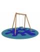 Altalena in legno 1 posto con sedile piano in gomma e trave superiore in legno -  cm. 150x205x210h - Certificata TUV