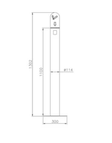 Spegnisigarette in acciaio inox. Da fissare a muro - cm Ø11,4x70h