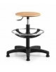 Sgabello a tondello in faggio, poggiapiedi regolabile, base in nylon con piedini - Altezza regolabile da cm 52 a cm 77
