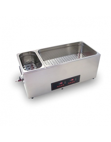Cuocitore sottovuoto a bagnomaria 2 vasche da 4 e 22 litri - Potenza W 1900 -  mm 152x300x150h
