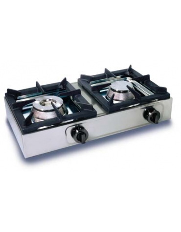 Fornellone a gas professionale da banco 2 fuochi Kw. 8 + 8 - cm 66x35x17h