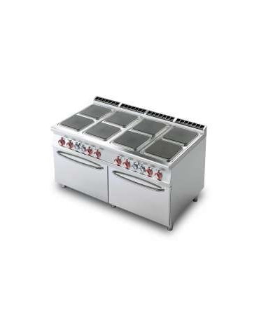 CUCINA 8 PIASTRE QUADRE- 2 FORNI ELETTRICI STATICI GN2/1 cm. 160x 90x 90h