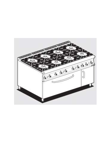 CUCINA 8 FUOCHI FORNO A GAS STATICO GN3/1 cm. 160x 90x 90h