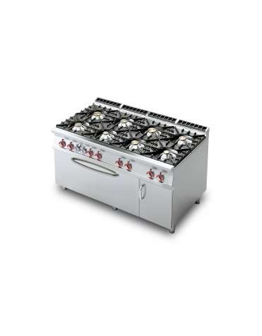 CUCINA 8 FUOCHI FORNO ELETTRICO STATICO  GN3/1 cm. 160x 90x 90h