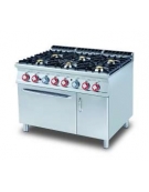 CUCINA A GAS 6 FUOCHI CON FORNO ELETTRICO VENTILATO GN 1/1 cm. 120x90x90h