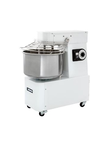 Impastatrice per pizzeria professionale a spirale - Capacità vasca Kg 32 / Lt 41 - MONOFASE - Con ruote e timer di serie