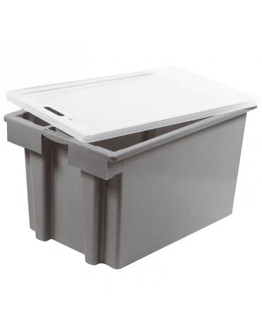 Contenitore salvaspazio impilabile con coperchio in polipropilene - cm 66x45x38,5h