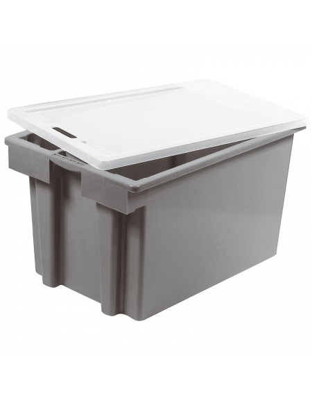 Contenitore salvaspazio impilabile con coperchio in polipropilene - cm 66x45x38,5h