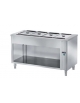 TAVOLO INOX AISI 304 CALDO SELF SERVICE BAGNOMARIA N° 5 BACINELLE GN 1/1 - VANO INFERIORE A GIORNO CM. 200X70X89H
