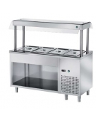 ELEMENTO INOX AISI 304 REFRIGERATO ISOLA CENTRALE PER INSALATE E ANTIPASTI 3xGN 1/1 - VANO INFERIORE A GIORNO CM. 120X70X150H