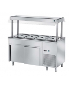 ELEMENTO INOX AISI 304 REFRIGERATO ISOLA CENTRALE PER INSALATE E ANTIPASTI 5xGN 1/1 - VANO INFERIORE CHIUSO CM. 200X70X150H