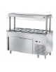 ELEMENTO INOX AISI 304 REFRIGERATO ISOLA CENTRALE PER INSALATE E ANTIPASTI 5xGN 1/1 - VANO INFERIORE CHIUSO CM. 200X70X150H
