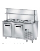 BANCO FREDDO REFRIGERATO PER MENSA SELF-SERVICE N° 4 GN 1/1 - VANO INFERIORE FREDDO - CON VETRO CURVO - CM. 150X70X140H
