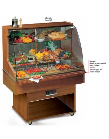 Carrello refrigerato in legno statico Dimensioni: larghezza mm.1423, profondità mm.750, altezza mm.1750.
