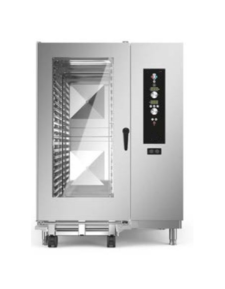 Forno a convezione ventilato professionale a gas 20 teglie gn 2/1 con carrello- Comandi Elettromeccanici - Con boiler