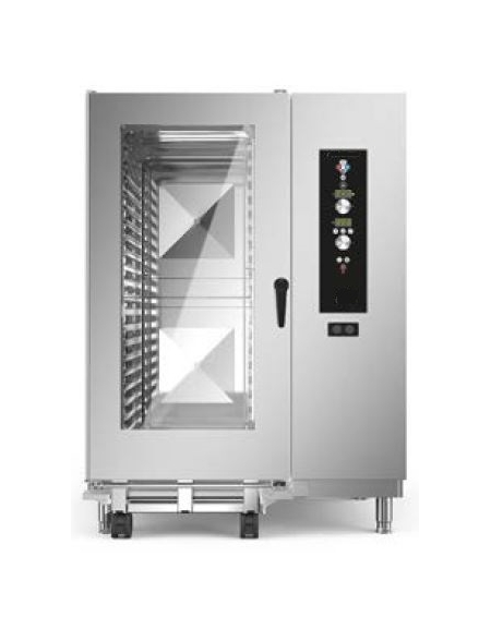 Forno a convezione ventilato professionale a gas 20 teglie gn 2/1 con carrello- Comandi Elettromeccanici - Con boiler