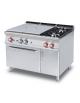 TUTTA PIASTRA + 2 FUOCHI SU FORNO ELETTRICO STATICO CM 67X73X34H - PIASTRA CM 77X73 - VANO NEUTRO CON PORTA - CM 120X90X90H.