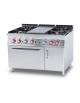 TUTTA PIASTRA + 4 FUOCHI SU FORNO ELETTRICO VENT. CM 55X36X34H - PIASTRA CM 37X73 - VANO NEUTRO CON PORTA - CM 120X90X90H
