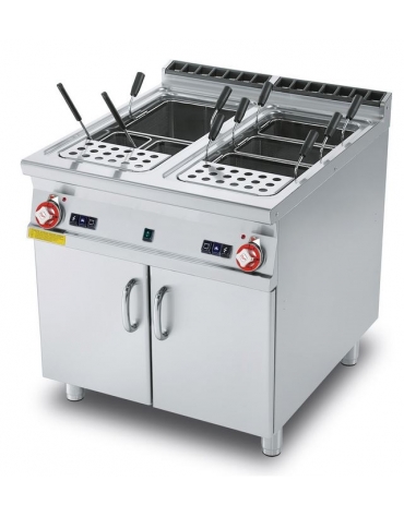 CUOCIPASTA GAS LT. 40+40 - 2 VASCHE CM. 30,7X50,9X32,7H - CARICO ACQUA AUTOMATICO - CM. 80X90X90H. (CESTI ESCLUSI)