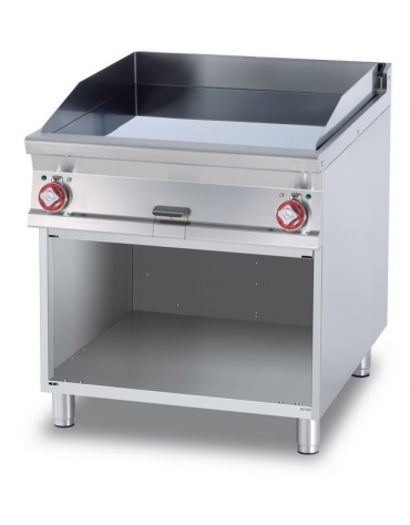 FRY-TOP LISCIO TRIFASE SU MOBILE A GIORNO - Piastra cm. 76x68 - 2 zone di cottura - CM. 80X90X90H.