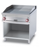 FRY-TOP 1/2 RIGATO + 1/2 LISCIO TRIFASE SU MOBILE A GIORNO - Piastra cm. 76x68 - 2 zone di cottura - CM. 80X90X90H.