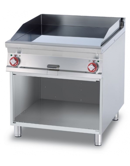 FRY-TOP LISCIO CROMATO TRIFASE SU MOBILE A GIORNO - Piastra cm. 76x68 - 2 zone di cottura - CM. 80X90X90H.