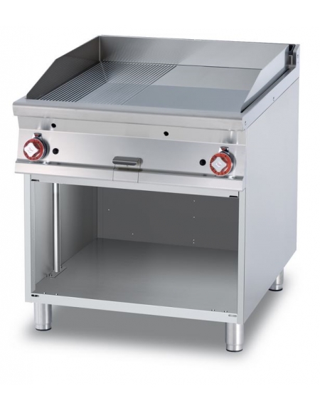 FRY-TOP 1/2 RIGATO + 1/2 LISCIO GAS SU MOBILE A GIORNO - Piastra cm. 76x68 - 2 zone di cottura - CM. 80X90X90H. FRY-TOP 1/2 RIGATO + 1/2 LISCIO GAS SU MOBILE A GIORNO - Piastra cm. 76x68 - 2 zone di cottura - CM. 80X90X90H.
