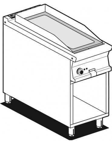 FRY-TOP VETROCERAMICA TRIFASE SU MOBILE A GIORNO - Piastra cm. 36x68 - CM. 40X90X90H.