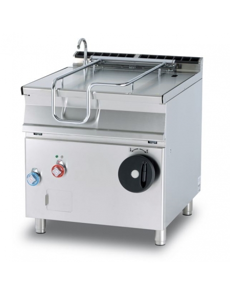 BRASIERA 80 LT. ELETTRICA RIB. MANUALE - Vasca fondo inox - con coperchio - CM. 80X90X90H.