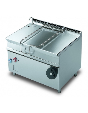 BRASIERA A GAS 120 LT. RIB. MANUALE - Vasca fondo inox - con coperchio -CM. 120X90X90H.