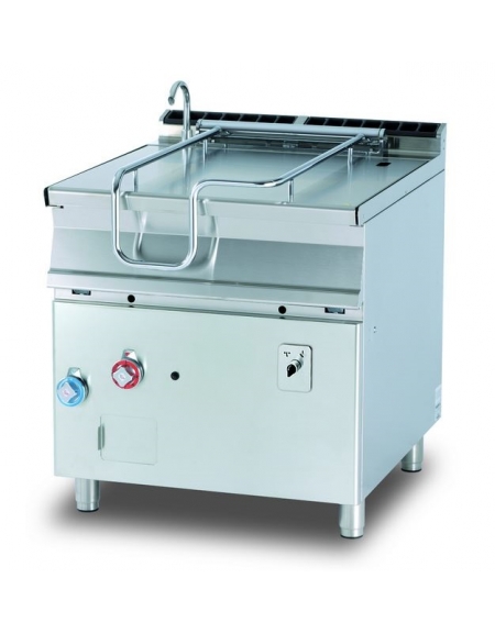 BRASIERA A GAS 80 LT. RIB. AUTOMATICO - Vasca fondo ferro - con coperchio - CM. 80X90X90H.