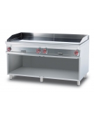 FRY-TOP LISCIO TRIFASE SU MOBILE A GIORNO - Piastra cm. 150,5x65 - 4 zone di cottura - CM. 160X90X90H.