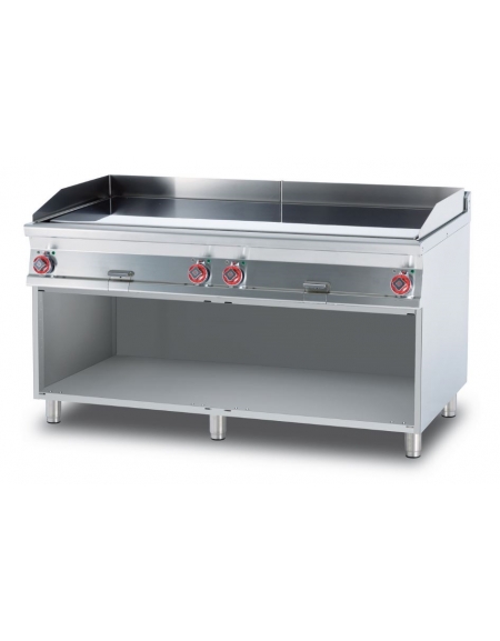 FRY-TOP LISCIO CROMATO TRIFASE SU MOBILE A GIORNO - Piastra cm. 150,5x65 - 4 zone di cottura - CM. 160X90X90H.