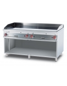 FRY-TOP LISCIO CROMATO GAS SU MOBILE A GIORNO - Piastra cm. 150,5x65 - 4 zone di cottura - CM. 160X90X90H.