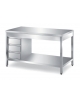 TAVOLO INOX AISI 304 CON CASSETTIERA LATERALE A 3 CASSETTI GN1/1 h 10 CM - CM 160X70X85H