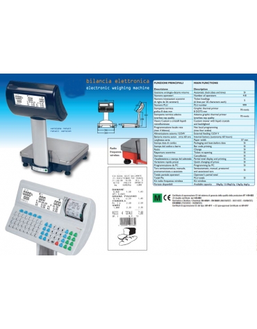 Bilancia da banco per negozio o alimenti con stampante per scontrino