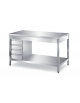 TAVOLO INOX AISI 304 CON CASSETTIERA LATERALE A 4 CASSETTI GN1/1 h 6 CM - CM 130X70X85H