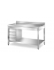 TAVOLO INOX AISI 304 CON CASSETTIERA LATERALE A 4 CASSETTI GN1/1 h 6 CM - CON ALZATINA - CM 180X70X85H