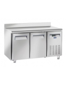Tavolo refrigerato 2 porte con alzatina, per pasticceria, in acciaio inox AISi 304, refrigerazione ventilata - cm 151x80x95h