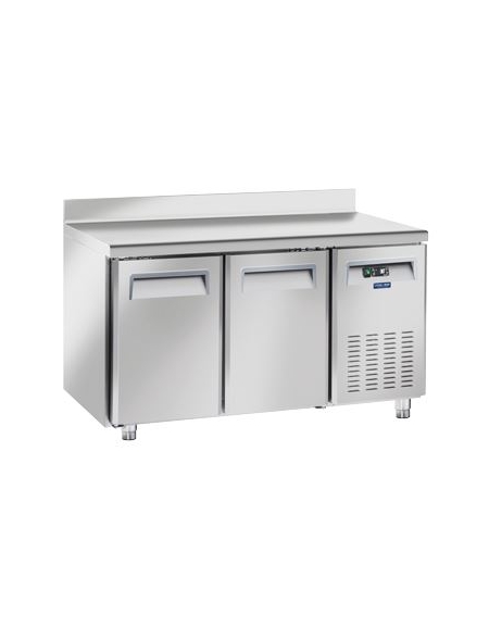 Tavolo refrigerato 2 porte con alzatina, per pasticceria, in acciaio inox AISi 304, refrigerazione ventilata - cm 151x80x95h