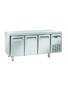 Tavolo refrigerato 3 porte per pasticceria, in acciaio inox AISi 304, refrigerazione ventilata - 202x80x85h