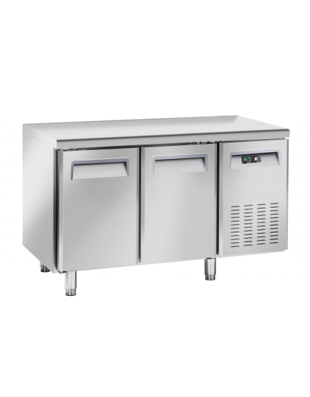 Tavolo refrigerato 2 porte, in acciaio inox AISi 304, refrigerazione ventilata - cm 136x70x86h
