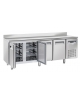Tavolo refrigerato congelatore negativo 4 porte in acciaio inox con alzatina, refrigerazione ventilata -18°/-22°C - 225x70x95h