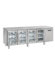 Tavolo refrigerato 4 porte a vetro in acciaio inox per vassoi mm 325x410, refrigerazione ventilata +3°/+10°C - cm 225x62,5x85h