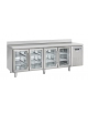 Tavolo refrigerato inox 4 porte a vetro con alazatina per vassoi mm 325x410, refrigerazione ventilata - cm 225x62,5x95h