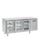 Tavolo refrigerato 3 porte a vetro in acciaio inox refrigerazione ventilata +3° +10°C - cm 178x72,5x85h