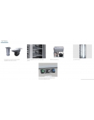 Tavolo refrigerato 3 porte a vetro con alzatina in acciaio inox, refrigerazione ventilata +3°/+10°C - Classe C - cm 180x72,5x95h