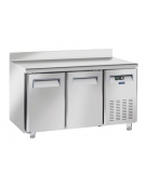 Tavolo refrigerato 2 porte in acciaio inox con alzatina per vassoi mm 325x410, refrigerazione ventilata -2°/+8°C - cm 135x60x95h